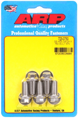 "3/8""-24 x  .750 hex SS bolts" (5pcs)