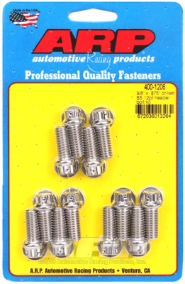 "3/8"" x .875 drilled SS 12pt header bolt kit"