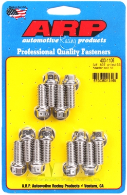 "3/8"" x .875 drilled SS header bolt kit"