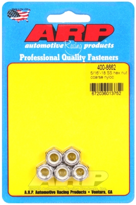 "5/16""-18 SS coarse nyloc hex nut kit" (5pcs)