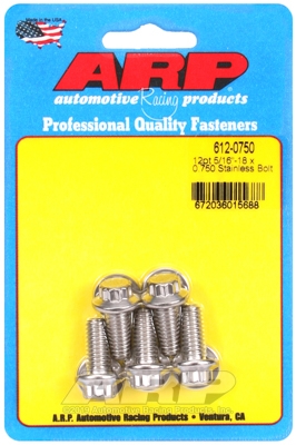 "5/16""-18 x 0.750 12pt SS bolts" (5pcs)