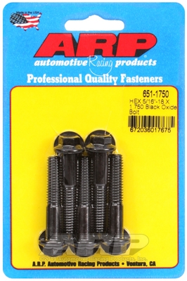 "5/16""-18 X 1.750 hex black oxide bolts" (5pcs)