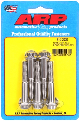 "5/16""-18 x 2.000 12pt SS bolts" (5pcs)