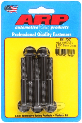 "5/16""-18 X 2.250 hex black oxide bolts" (5pcs)
