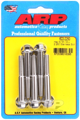 "5/16""-18 x 2.250 hex SS bolts"
