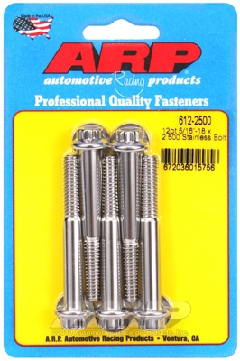 "5/16""-18 x 2.500 12pt SS bolts" (5pcs)