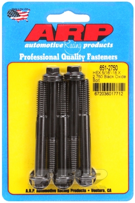 "5/16""-18 X 2.750 hex black oxide bolts" (5pcs)