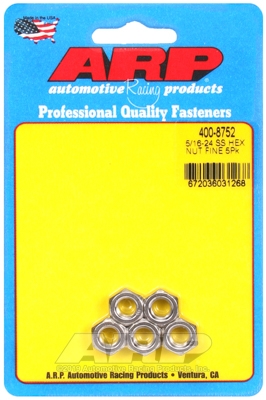 "5/16""-24 SS fine hex nut kit" (5pcs)
