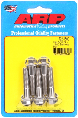 "5/16""-24 x 1.500 hex SS bolts" (5pcs)