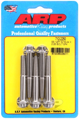 "5/16""-24 x 2.250 12pt SS bolts" (5pcs)