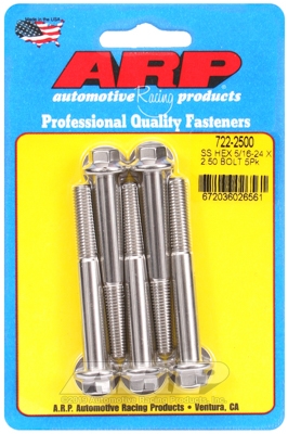"5/16""-24 x 2.500 hex SS bolts" (5pcs)