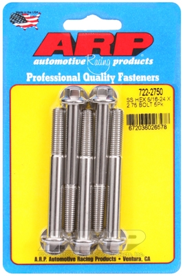 "5/16""-24 x 2.750 hex SS bolts" (5pcs)