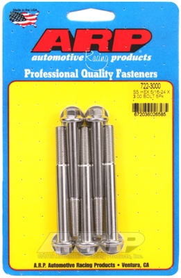 "5/16""-24 x 3.000 hex SS bolts" (5pcs)