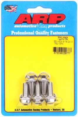 "5/16""-24 x  .750 hex SS bolts" (5pcs)