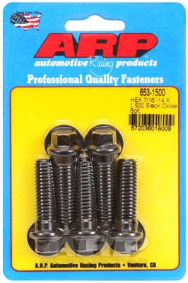 "7/16""-14 X 1.500 hex black oxide bolts" (5pcs)
