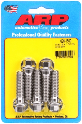 "7/16""-14 X 1.500 hex SS bolts" (5pcs)