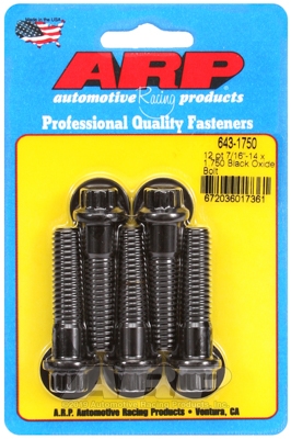 "7/16""-14 x 1.750 12pt black oxide bolts" (5pcs)