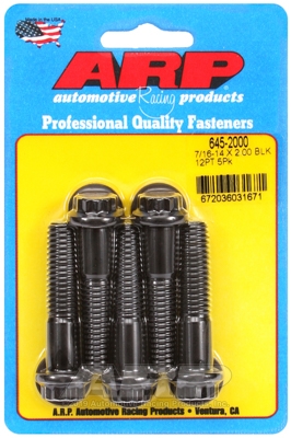 "7/16""-14 X 2.000 12pt 1/2 wrenching black oxide bolts"5pcs