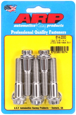 "7/16""-14 X 2.000 12pt 1/2 wrenching SS bolts" (5pcs)