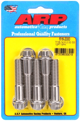 "7/16""-14 X 2.000 12pt SS bolts" (5pcs)