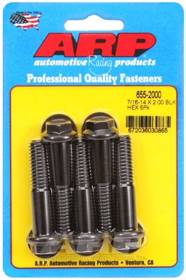 "7/16""-14 X 2.000 hex 1/2 wrenching black oxide bolts" 5pcs