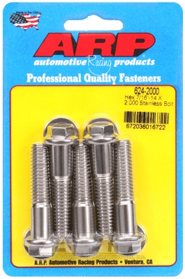 "7/16""-14 X 2.000 hex 1/2 wrenching SS bolts" (5pcs)