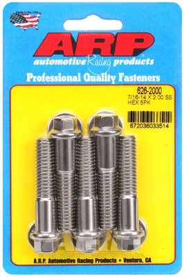 "7/16""-14 X 2.000 hex SS bolts" (5pcs)