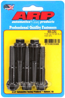 "7/16""-14 X 2.250 hex 1/2 wrenching black oxide bolts" 5pcs