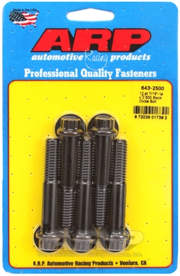 "7/16""-14 x 2.500 12pt black oxide bolts" (5pcs)