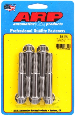 "7/16""-14 X 2.750 12pt SS bolts" (5pcs)
