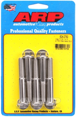 "7/16""-14 X 2.750 hex 1/2 wrenching SS bolts" (5pcs)