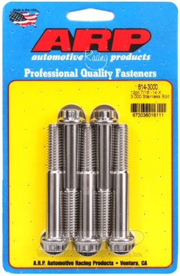 "7/16""-14 X 3.000 12pt 1/2 wrenching SS bolts" (5pcs)