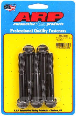 "7/16""-14 X 3.000 hex 1/2 wrenching black oxide bolts" 5pcs