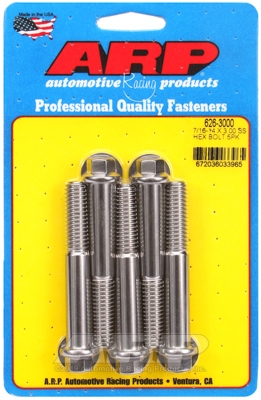 "7/16""-14 X 3.000 hex SS bolts" (5pcs)