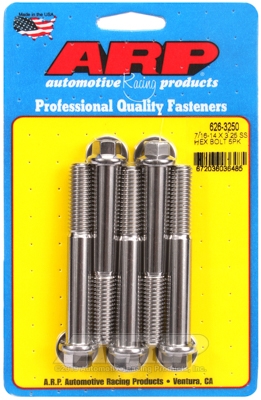 "7/16""-14 X 3.250 hex SS bolts" (5pcs)