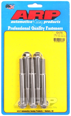 "7/16""-14 X 3.750 hex 1/2 wrenching SS bolts" (5pcs)