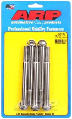 "7/16""-14 X 4.750 hex 1/2 wrenching SS bolts" (5pcs)