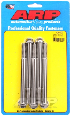 "7/16""-14 X 5.000 hex 1/2 wrenching SS bolts" (5pcs)