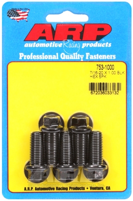 "7/16""-20 x 1.000 hex black oxide bolts" (5pcs)