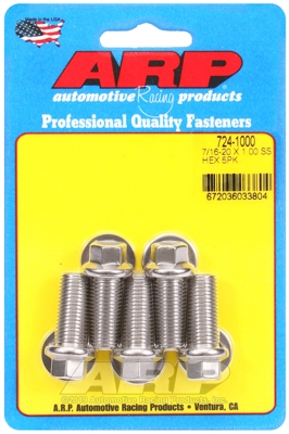 "7/16""-20 x 1.000 hex SS bolts" (5pcs)