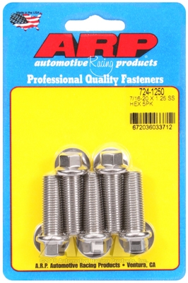 "7/16""-20 x 1.250 hex SS bolts" (5pcs)