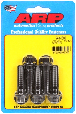 "7/16""-20 x 1.500 12pt black oxide bolts" (5pcs)