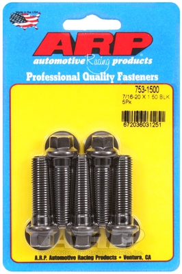 "7/16""-20 x 1.500 hex black oxide bolts" (5pcs)