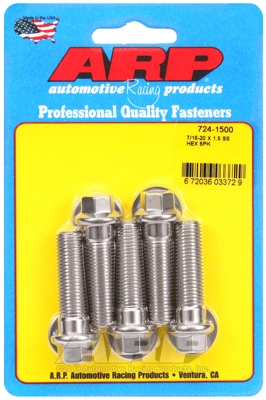 "7/16""-20 x 1.500 hex SS bolts" (5pcs)