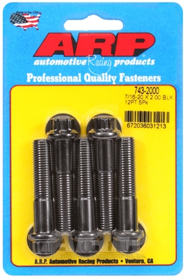 "7/16""-20 x 2.000 12pt black oxide bolts" (5pcs)