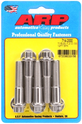"7/16""-20 x 2.000 12pt SS bolts" (5pcs)