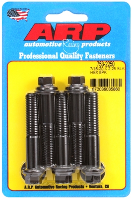 "7/16""-20 x 2.250 hex black oxide bolts" (5pcs)