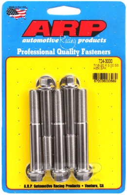 "7/16""-20 x 3.000 hex SS bolts" (5pcs)