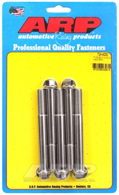 "7/16""-20 x 4.000 hex SS bolts" (5pcs)
