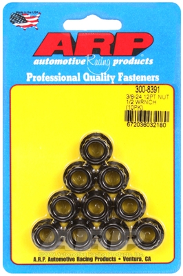 ARP "3/8""-24. 1/2"" socket 12pt nut kit" (10pcs)